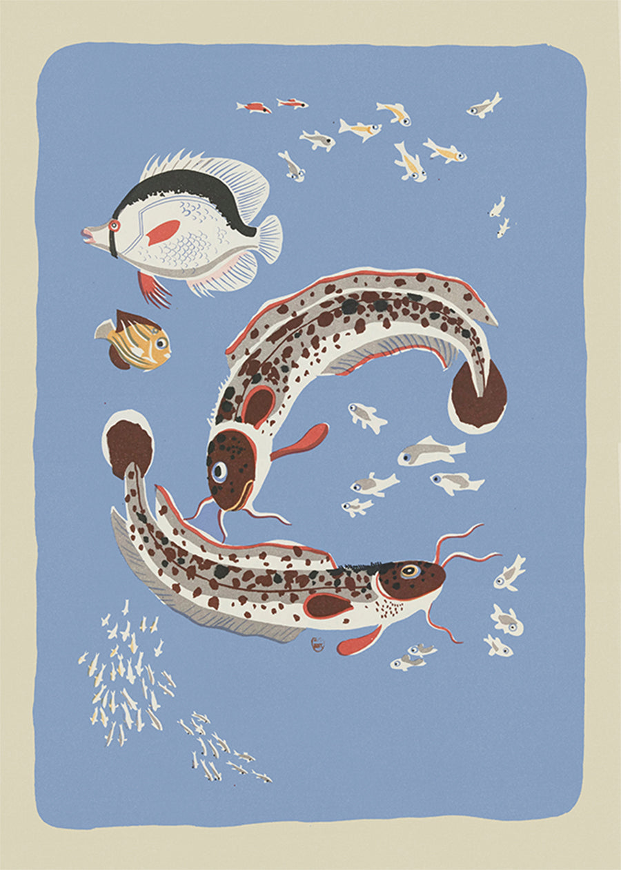 Catfish Illustration Print by Elena Pavlovna Gertik