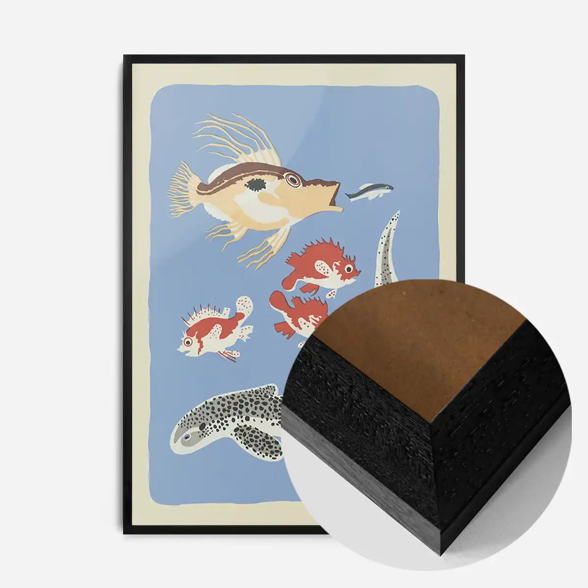 Eel and Fish Illustration Print by Elena Pavlovna Gertik