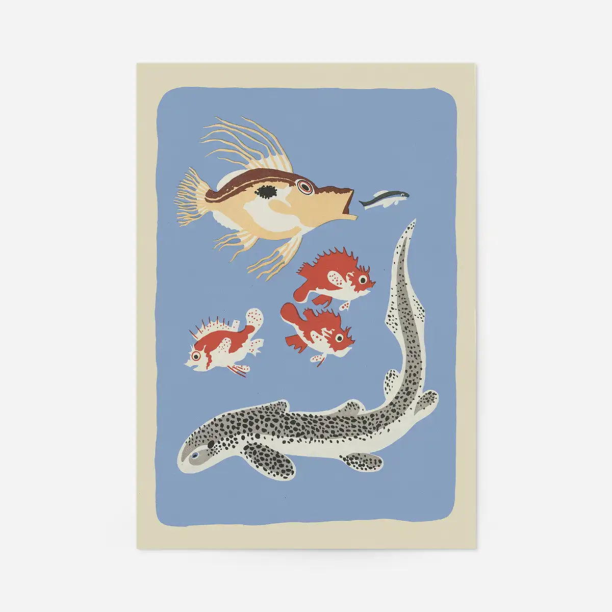 Eel and Fish Illustration Print by Elena Pavlovna Gertik