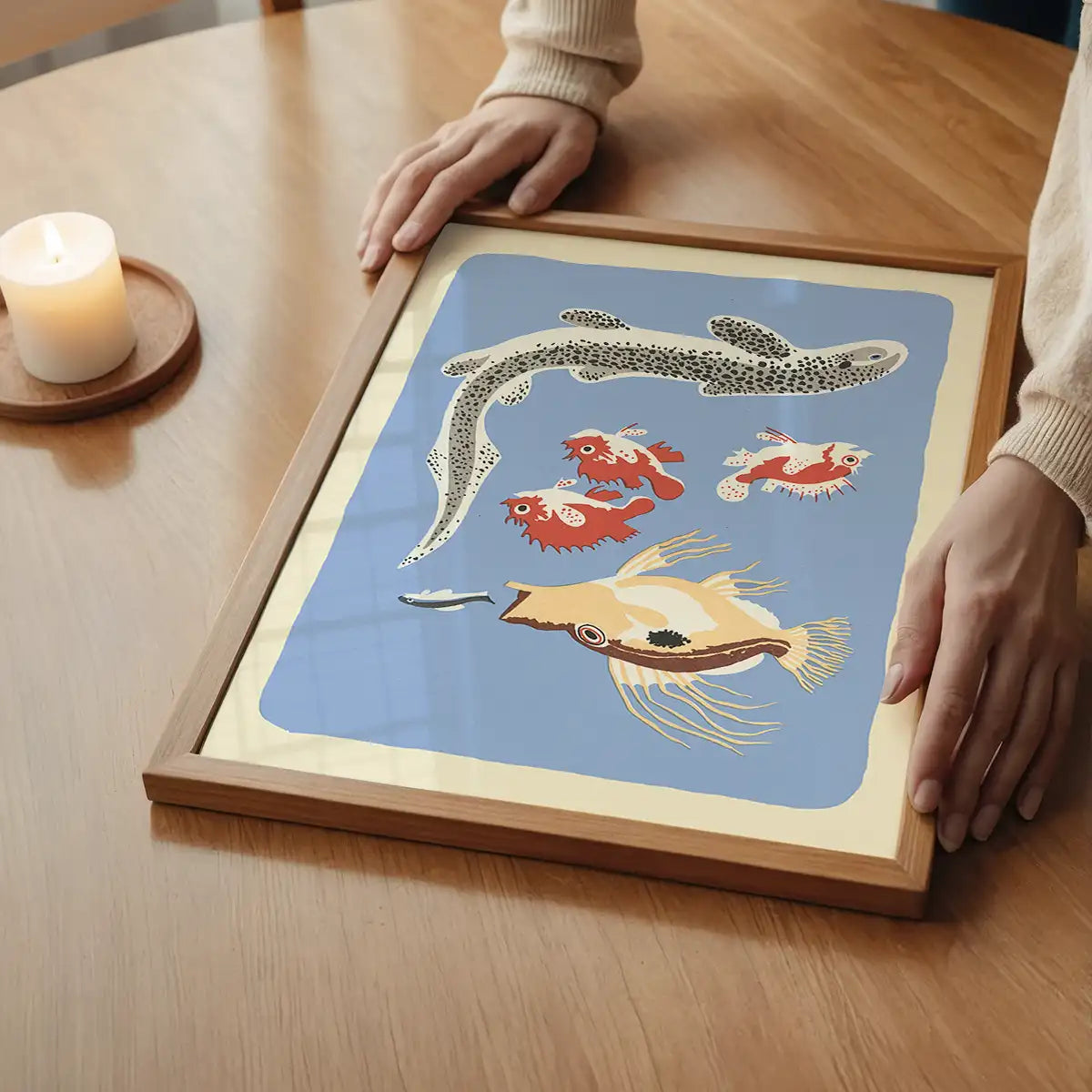 Eel and Fish Illustration Print by Elena Pavlovna Gertik