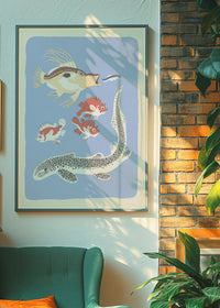 Eel and Fish Illustration Print by Elena Pavlovna Gertik