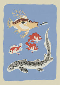 Eel and Fish Illustration Print by Elena Pavlovna Gertik