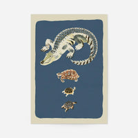 Crocodile and Tortoises Illustration Print by Elena Pavlovna Gertik