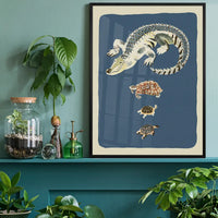 Crocodile and Tortoises Illustration Print by Elena Pavlovna Gertik