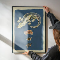 Crocodile and Tortoises Illustration Print by Elena Pavlovna Gertik