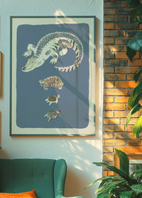 Crocodile and Tortoises Illustration Print by Elena Pavlovna Gertik