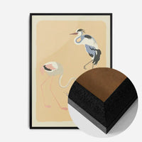 Flamingo Heron and Small Birds Illustration Print by Elena Pavlovna Gertik