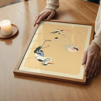 Flamingo Heron and Small Birds Illustration Print by Elena Pavlovna Gertik