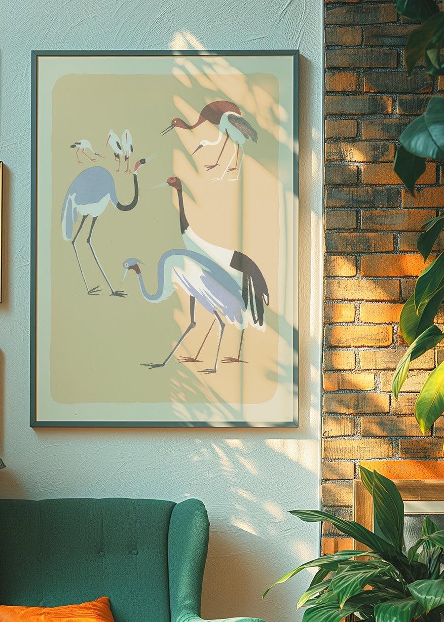 Herons Illustration Print by Elena Pavlovna Gertik