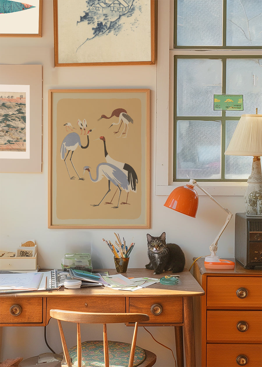 Herons Illustration Print by Elena Pavlovna Gertik