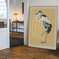 Single Large Heron Illustration Print by Elena Pavlovna Gertik