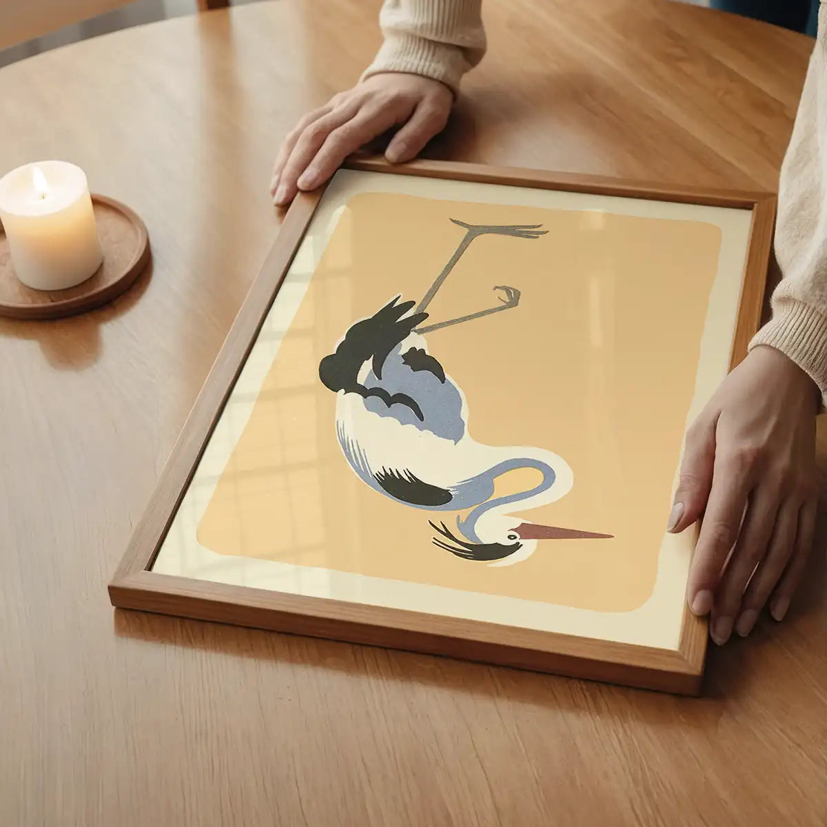 Single Large Heron Illustration Print by Elena Pavlovna Gertik