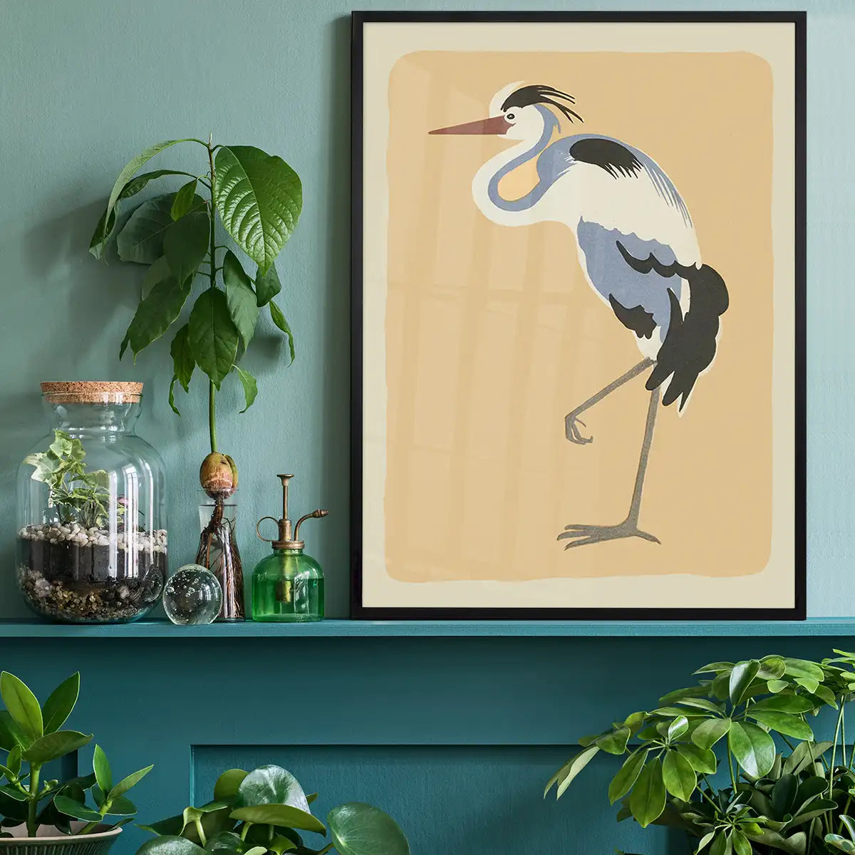 Single Large Heron Illustration Print by Elena Pavlovna Gertik