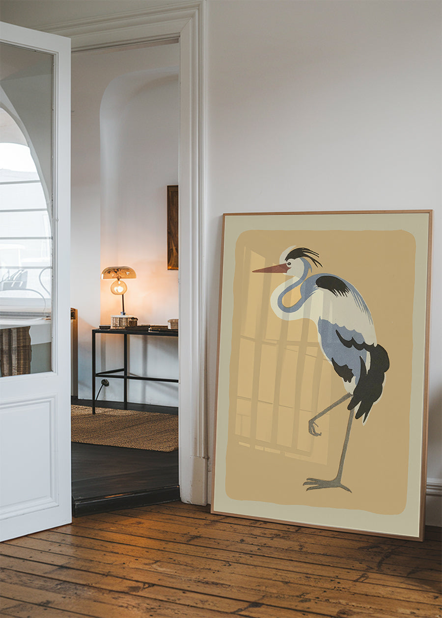 Single Large Heron Illustration Print by Elena Pavlovna Gertik