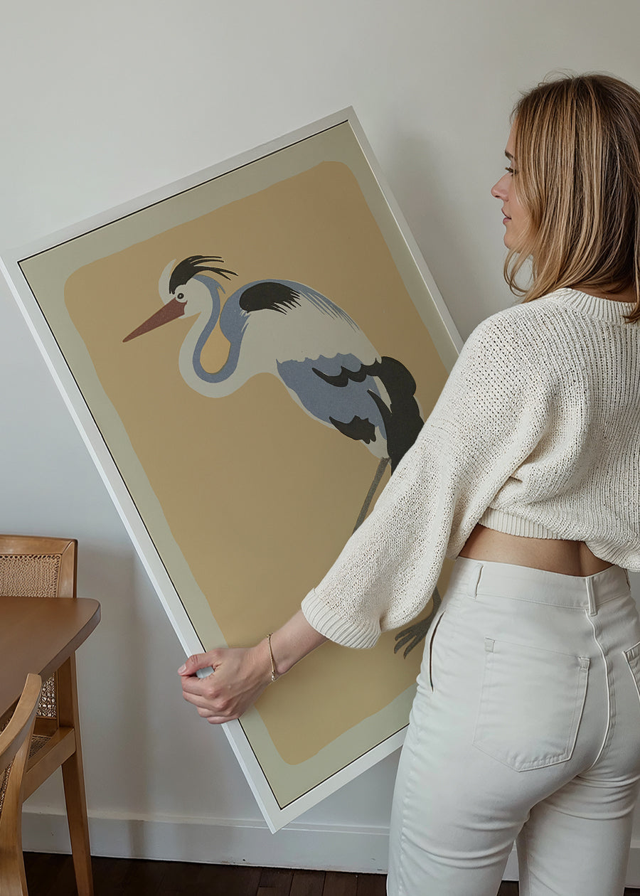 Single Large Heron Illustration Print by Elena Pavlovna Gertik