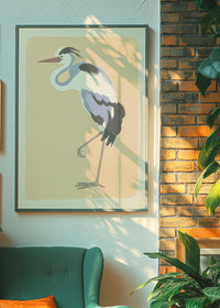 Single Large Heron Illustration Print by Elena Pavlovna Gertik
