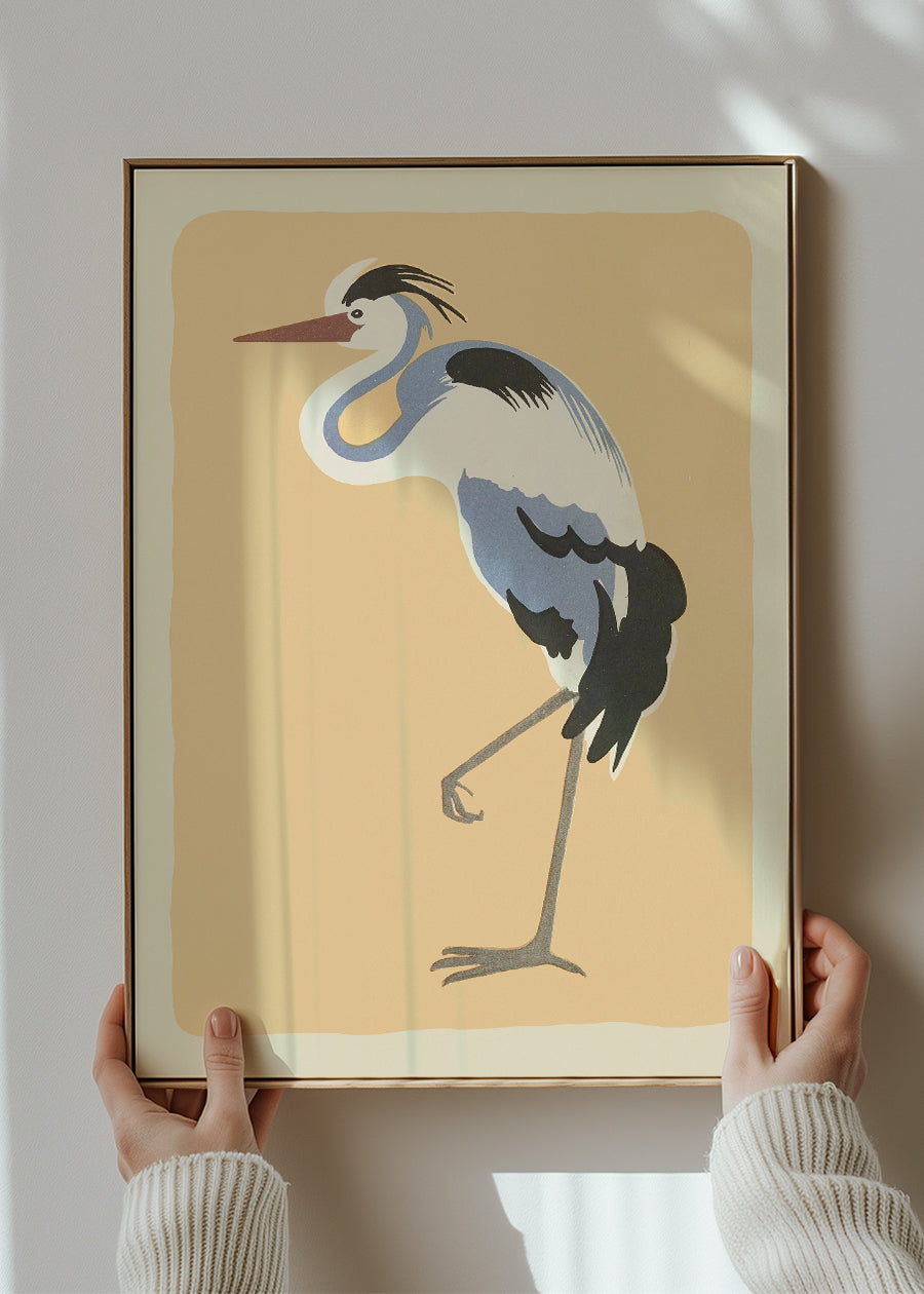 Single Large Heron Illustration Print by Elena Pavlovna Gertik