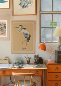 Single Large Heron Illustration Print by Elena Pavlovna Gertik