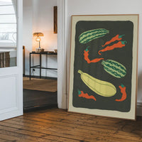 Legumes and Chilli Illustration Print by Elena Pavlovna Gertik