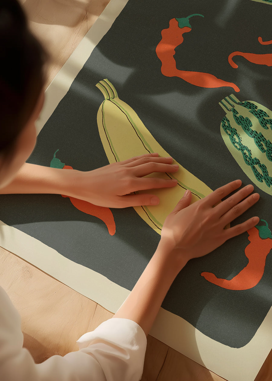 Legumes and Chilli Illustration Print by Elena Pavlovna Gertik