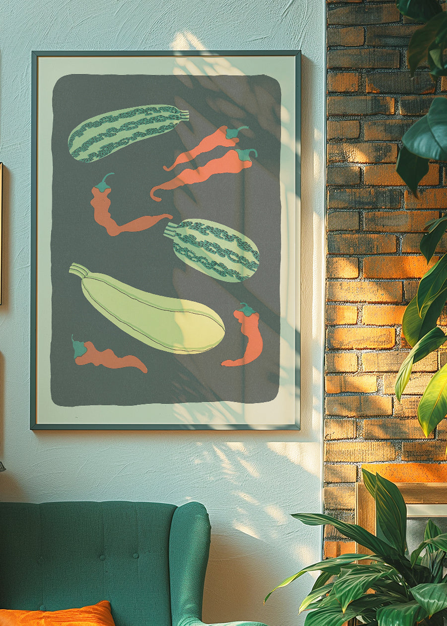 Legumes and Chilli Illustration Print by Elena Pavlovna Gertik