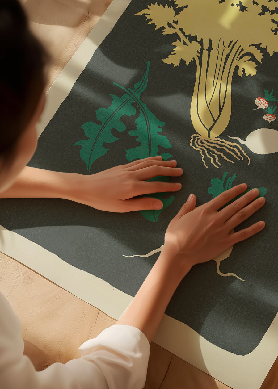 Legumes and Radish Illustration Print by Elena Pavlovna Gertik