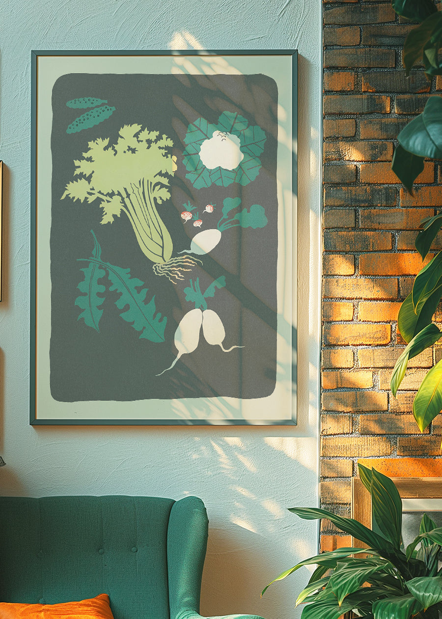 Legumes and Radish Illustration Print by Elena Pavlovna Gertik