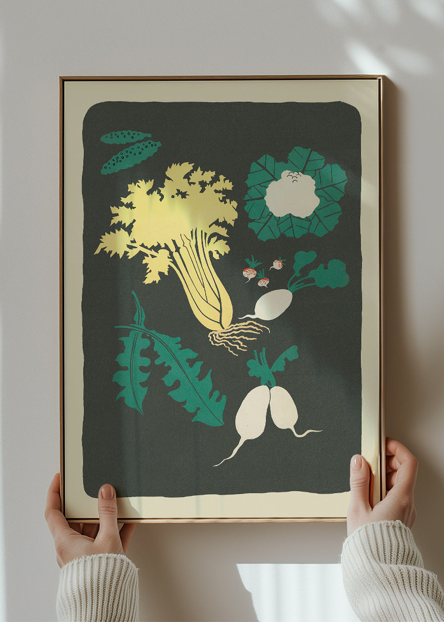Legumes and Radish Illustration Print by Elena Pavlovna Gertik
