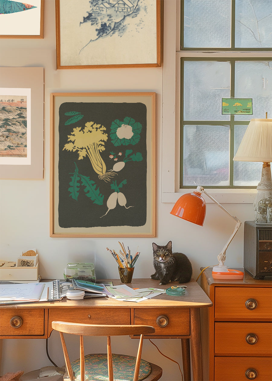 Legumes and Radish Illustration Print by Elena Pavlovna Gertik