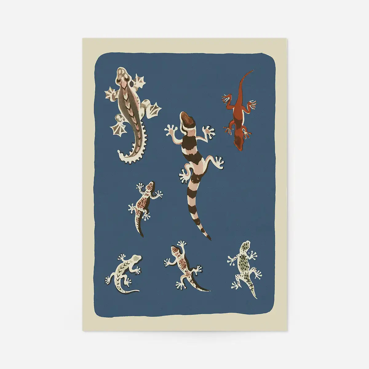 Seven Geckos Illustration Print by Elena Pavlovna Gertik