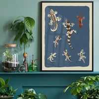 Seven Geckos Illustration Print by Elena Pavlovna Gertik