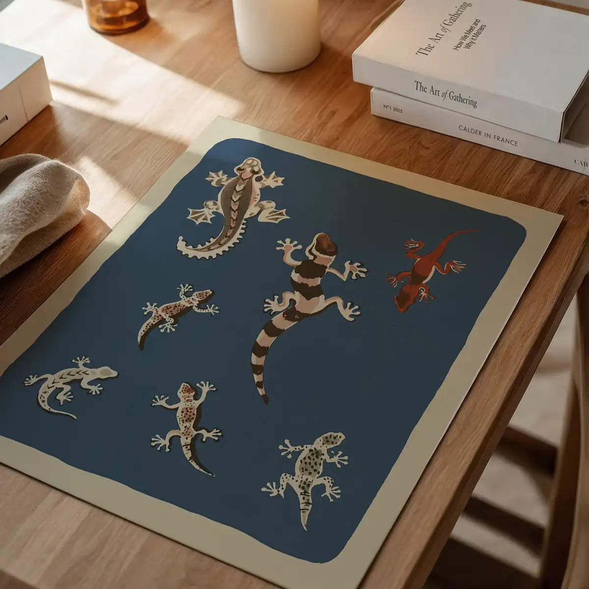 Seven Geckos Illustration Print by Elena Pavlovna Gertik