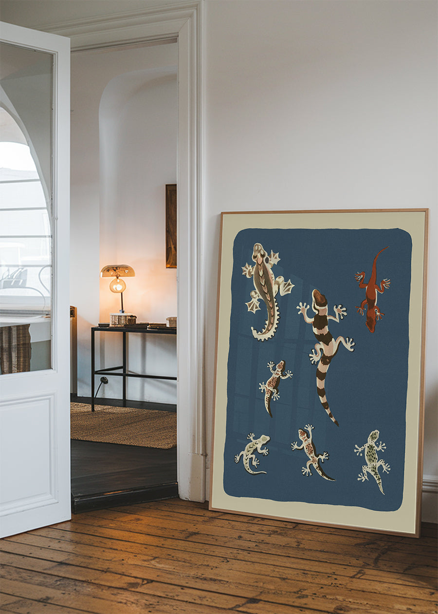 Seven Geckos Illustration Print by Elena Pavlovna Gertik