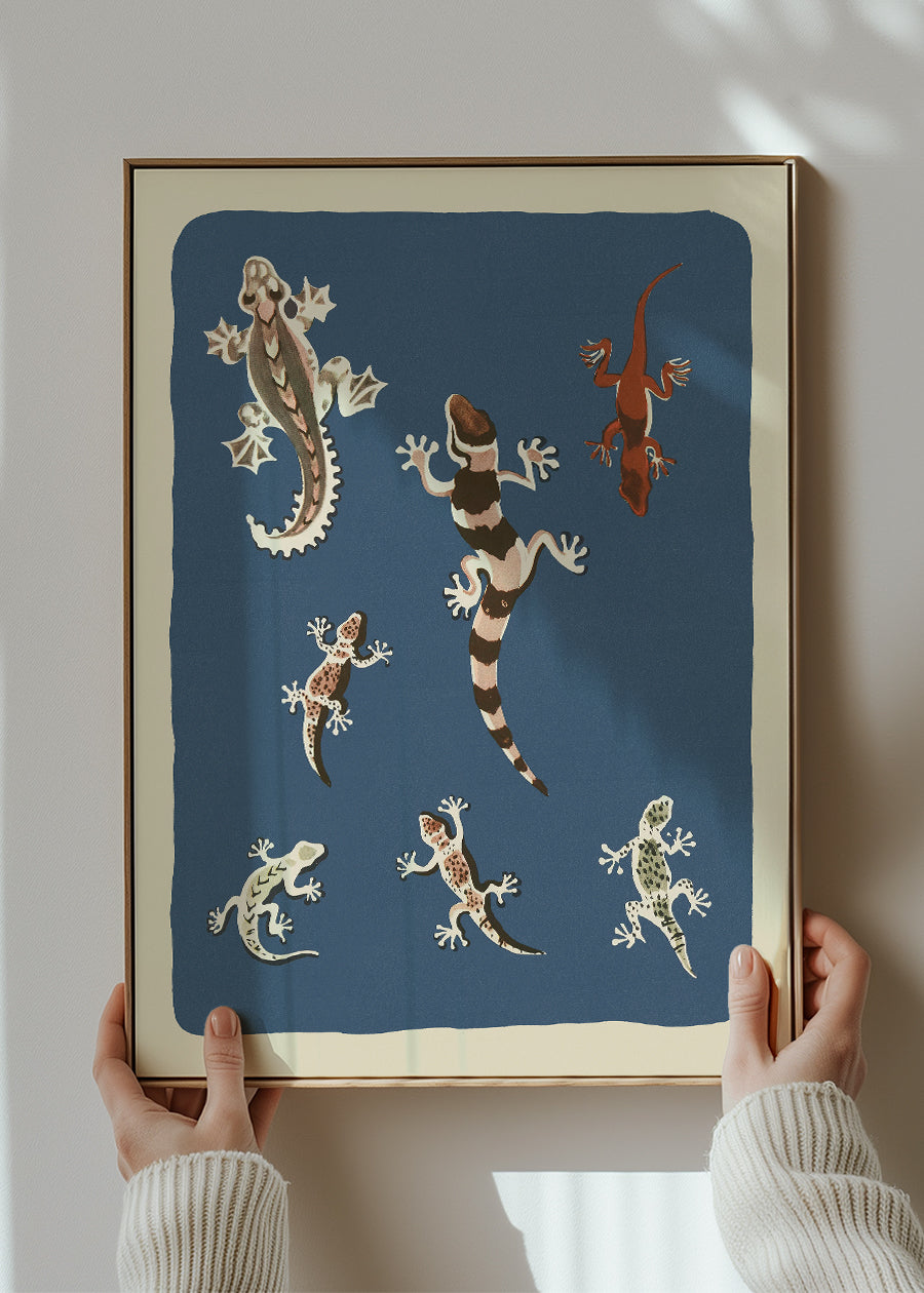 Seven Geckos Illustration Print by Elena Pavlovna Gertik