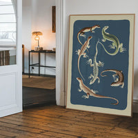 Six Lizards Illustration Print by Elena Pavlovna Gertik