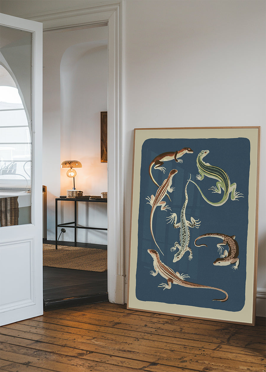 Six Lizards Illustration Print by Elena Pavlovna Gertik