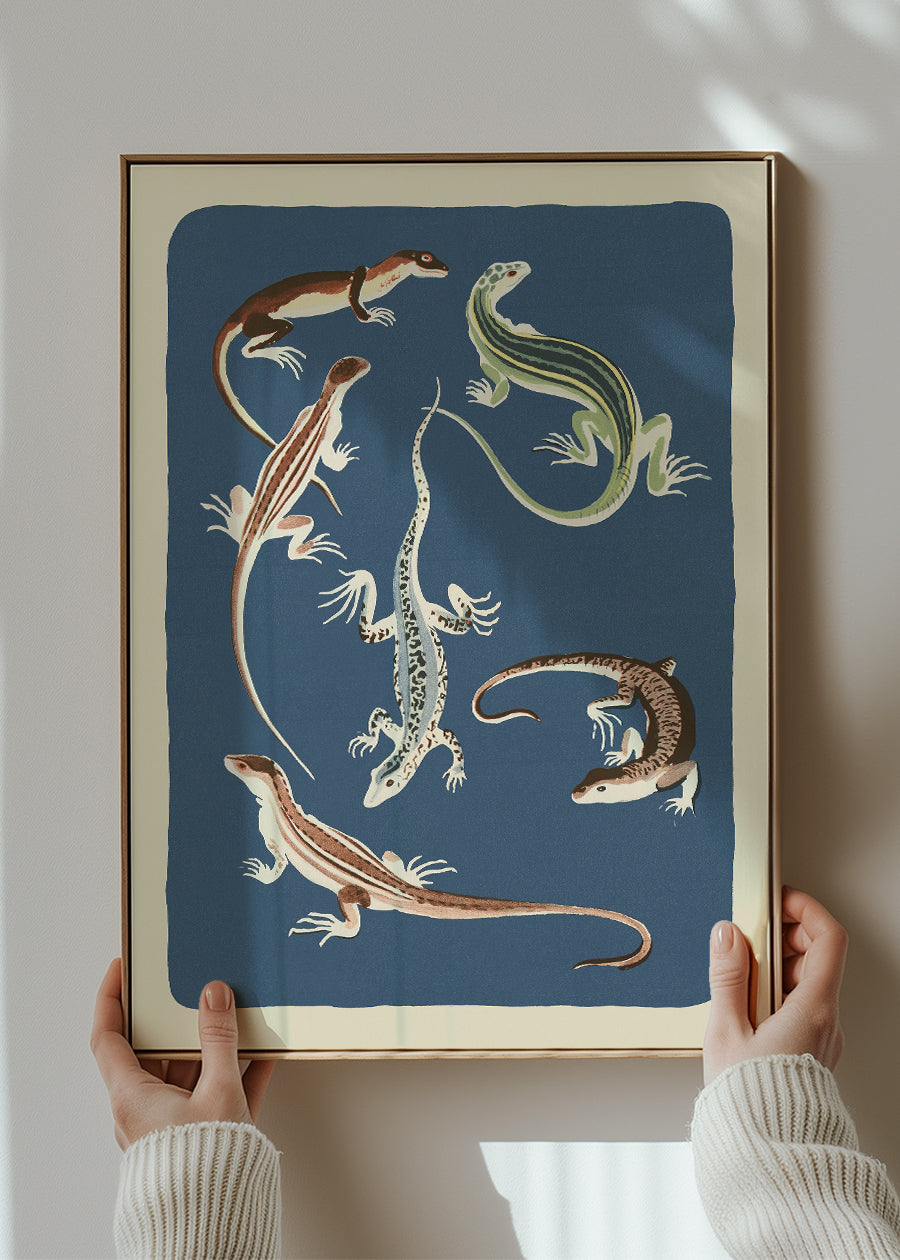 Six Lizards Illustration Print by Elena Pavlovna Gertik
