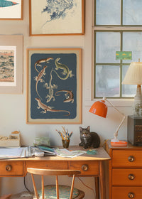 Six Lizards Illustration Print by Elena Pavlovna Gertik