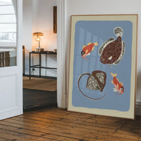 Stingray and Fish Illustration Print by Elena Pavlovna Gertik