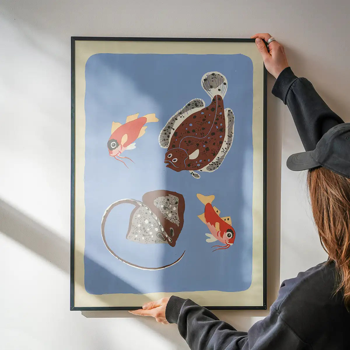 Stingray and Fish Illustration Print by Elena Pavlovna Gertik