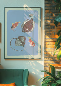 Stingray and Fish Illustration Print by Elena Pavlovna Gertik