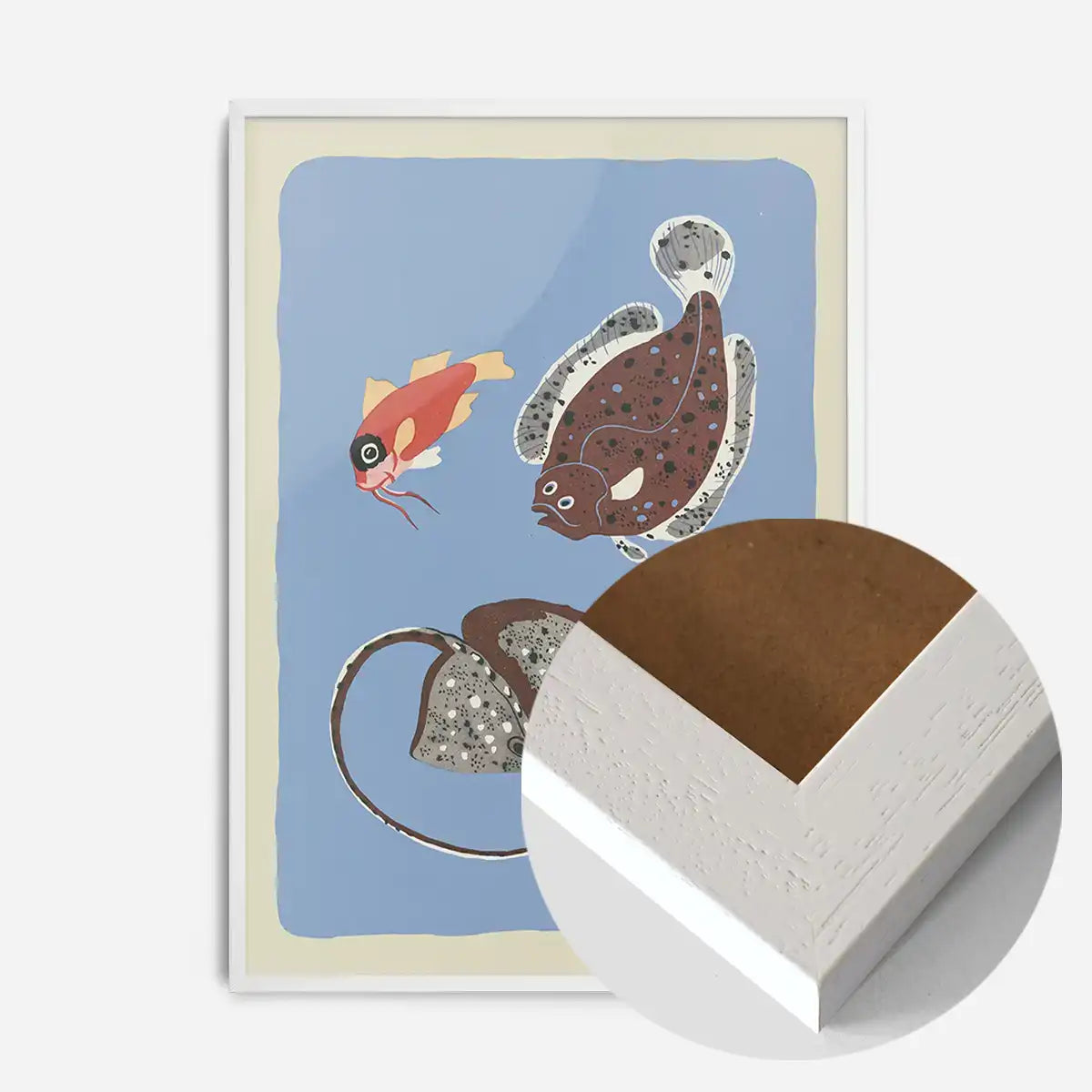 Stingray and Fish Illustration Print by Elena Pavlovna Gertik