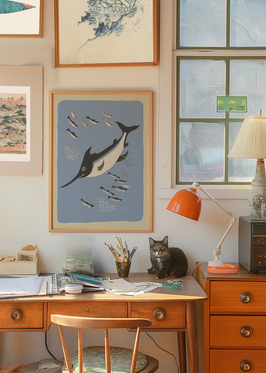 Swordfish Illustration Print by Elena Pavlovna Gertik