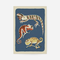Three Lizards Illustration Print by Elena Pavlovna Gertik