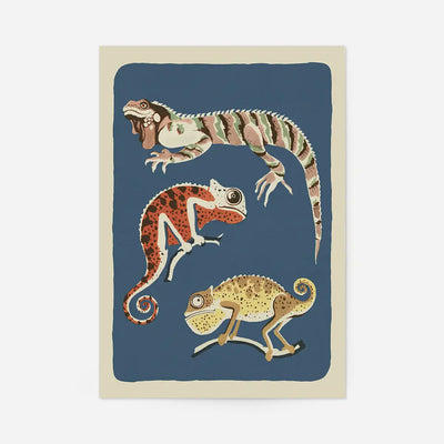Three Lizards Illustration Print by Elena Pavlovna Gertik