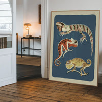 Three Lizards Illustration Print by Elena Pavlovna Gertik