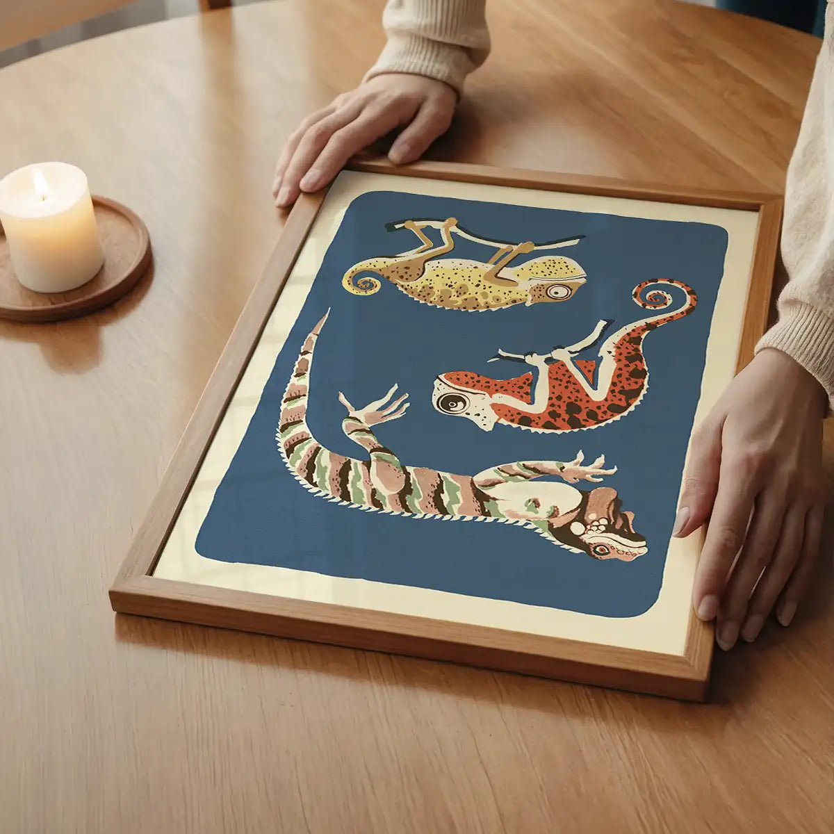 Three Lizards Illustration Print by Elena Pavlovna Gertik