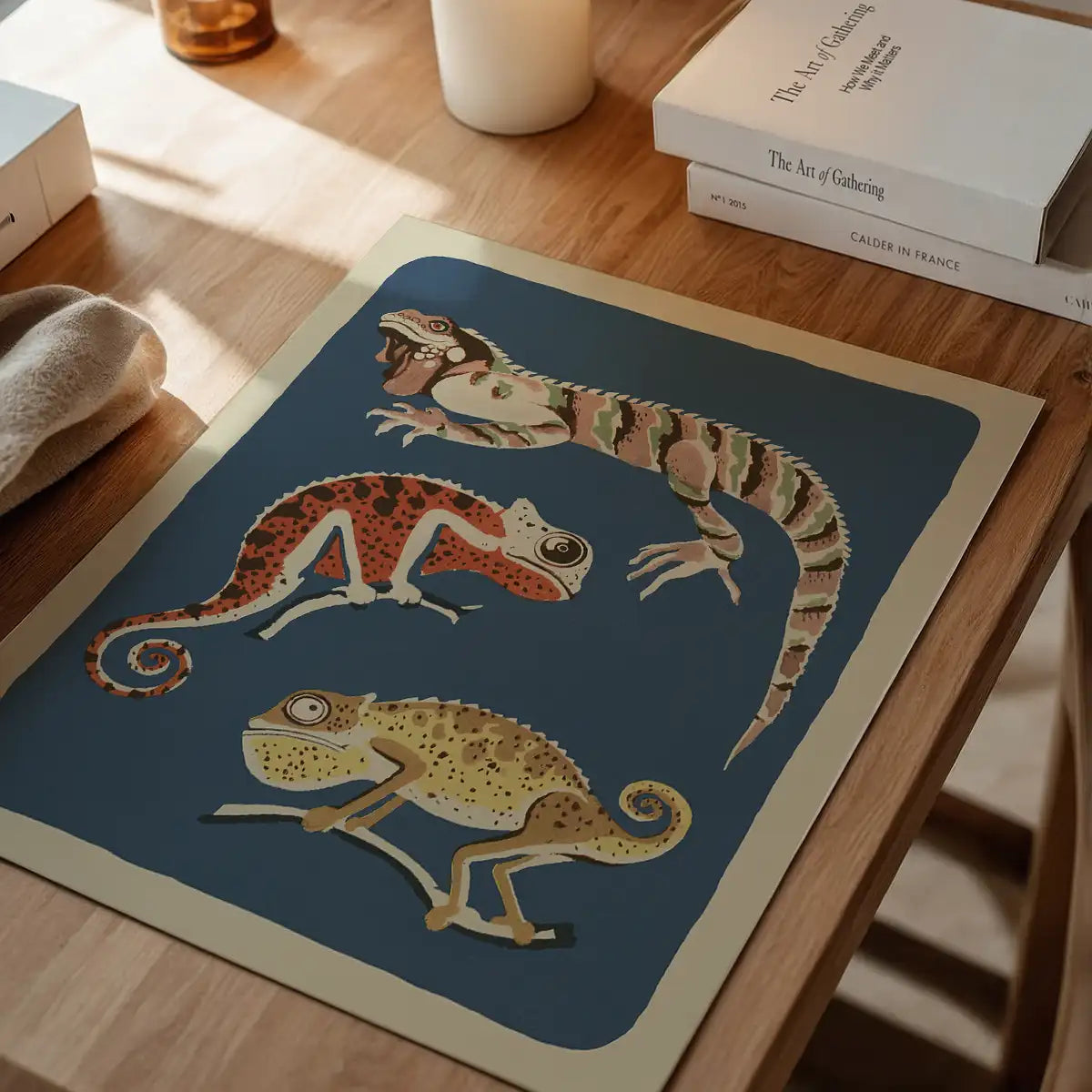 Three Lizards Illustration Print by Elena Pavlovna Gertik