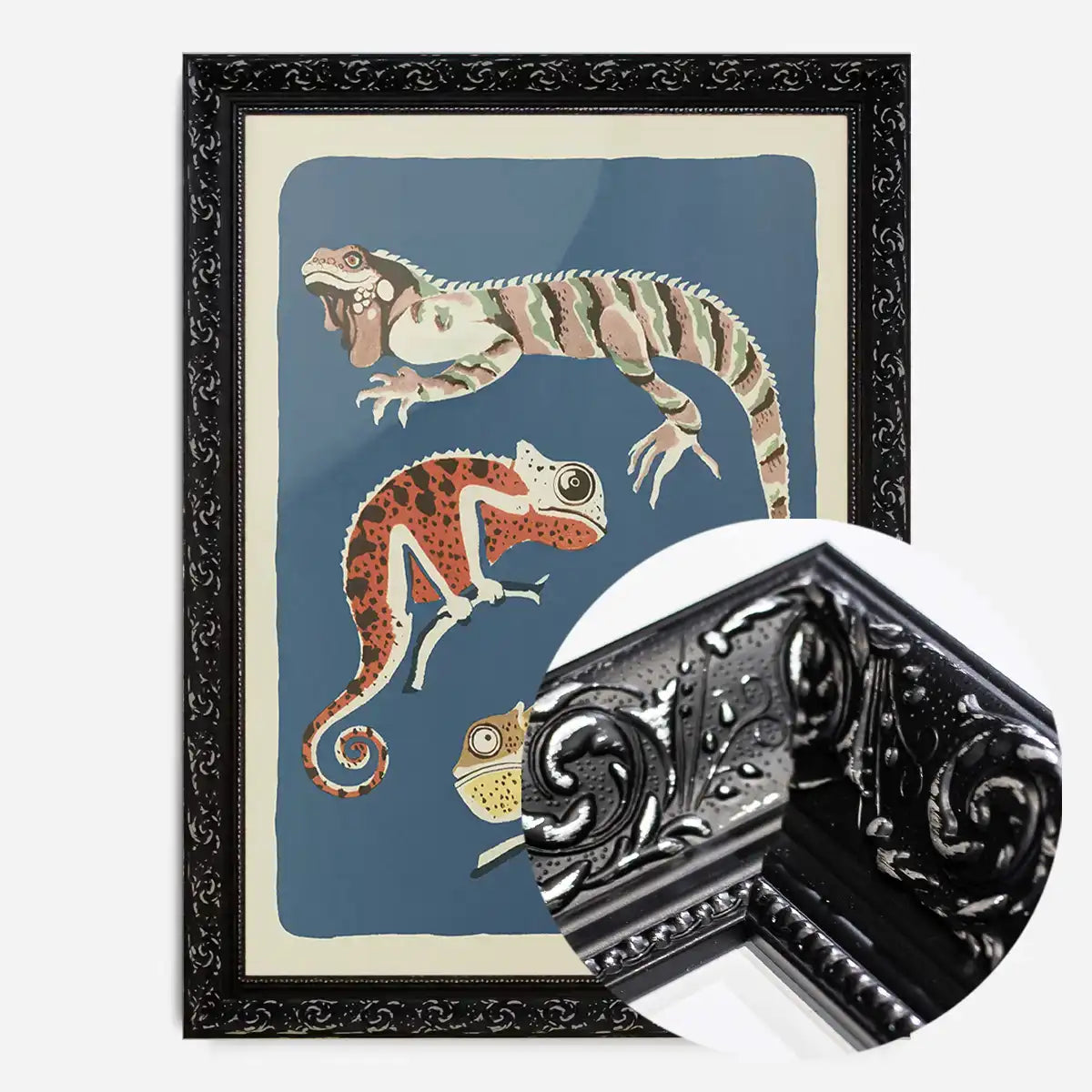 Three Lizards Illustration Print by Elena Pavlovna Gertik
