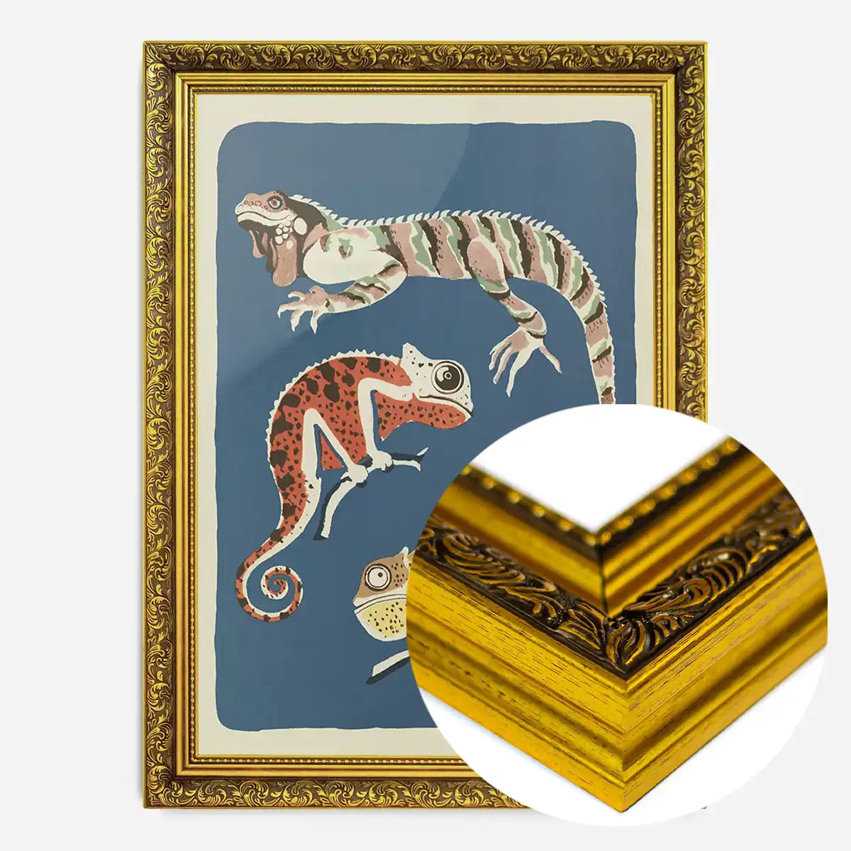 Three Lizards Illustration Print by Elena Pavlovna Gertik